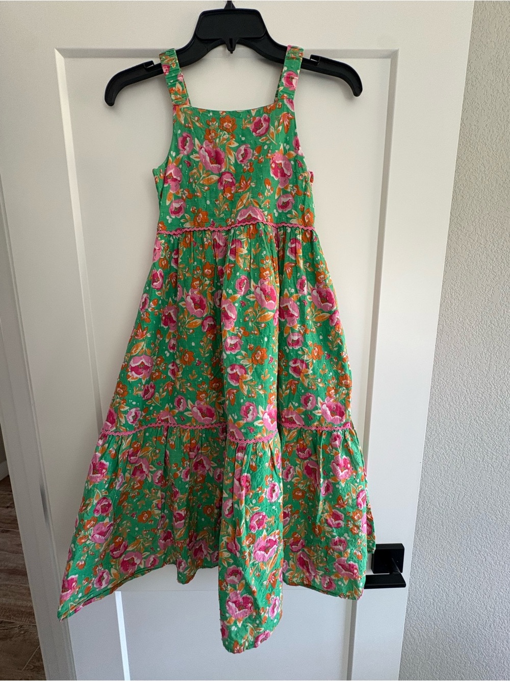 Isaac Mizrahi Green Floral Tiered Sundress with Pink Accents